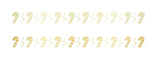 Gold Christmas themed decorative border and text divider, Candy Cane Pattern Outline and Silhouette. Vector Illustration.