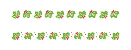 Christmas themed decorative border and text divider set, Mistletoe Pattern. Vector Illustration.