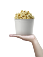 Human hand holding a pop corn, transparent background png