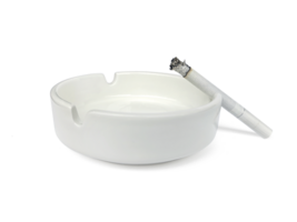 White ashtray and cigarette, transparent background png