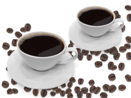 Coffee cup and beans, transparent background png