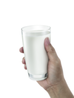 hand with glass of milk, transparent background png