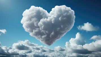 Heart shaped cloud on blue sky AI Generated photo