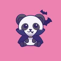 Cute panda vampire cartoon vector illustration halloween holiday concept icon isolated