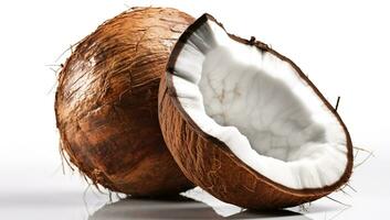 Realistic image of coconuts on light background. AI generated photo