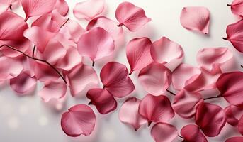 Pink petals floating in the background. AI generated photo