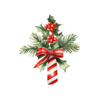 Noël décoration avec ruban, Noël houx, et baies isolé sur le arrière-plan, Noël thèmes, génératif ai png