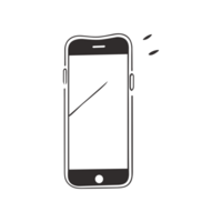 teléfono con blanco pantalla, teléfono inteligente dibujado a mano garabatear estilo, generativo ai png