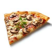 Mushroom pizza slice Isolated on white background AI Generated photo