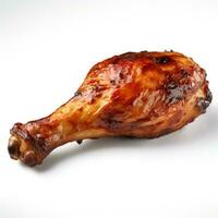 Grilled bbq chicken leg Isolated on white background AI Generated photo