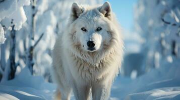 Arctic wolf walking in snow AI Generated photo