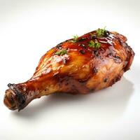 Grilled bbq chicken leg Isolated on white background AI Generated photo