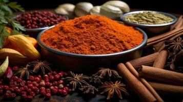 Closeup of spices AI Generated photo