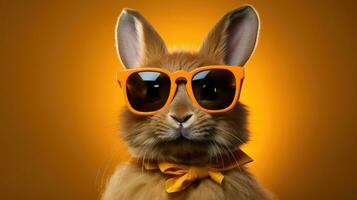 Cute rabbit wearing sunglasses AI Generated photo