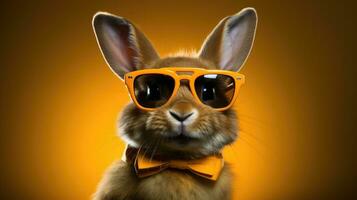 Cute rabbit wearing sunglasses AI Generated photo