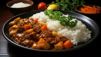 japonés curry arroz ai generado foto