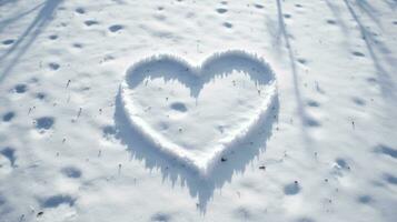 Heart drawn in the snow AI Generated photo