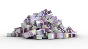 Big pile of bundles of 500 Euro notes. 3d rendering of stacks of cash png