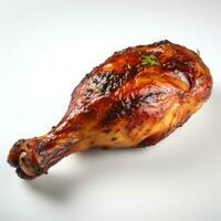 Grilled bbq chicken leg Isolated on white background AI Generated photo