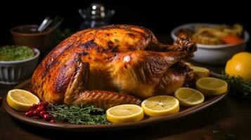 Roasted turkey with gravy AI Generated photo