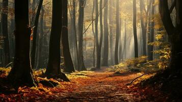 otoño bosque antecedentes ai generado foto