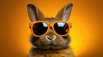 Cute rabbit wearing sunglasses AI Generated photo