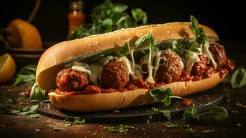 Meatball sandwiches AI Generated photo