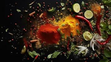 Spices splash background AI Generated photo