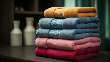 Stack of towels AI Generated photo