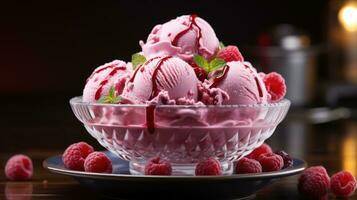Raspberry ice cream AI Generated photo
