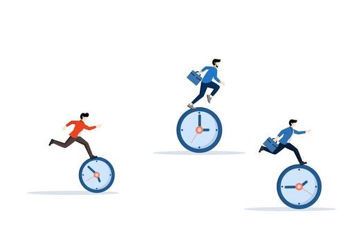 concepto de fecha límite o ocupado trabajar, hora gestión, equipo productividad, trabajo eficiencia o rápido velocidad a completar dentro hora cuenta regresiva, actuación, empresario utilizando hora a completar trabajo tareas. vector