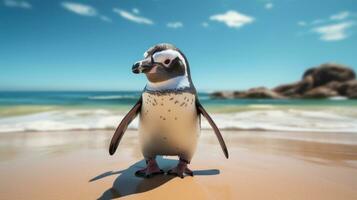 Penguin on the beach AI Generated photo
