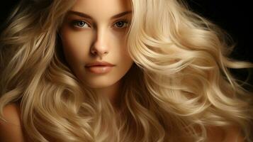 Beautiful blond hair backgorund AI Generated photo