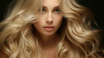 Beautiful blond hair backgorund AI Generated photo