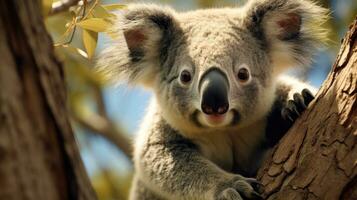 coala oso alpinismo un árbol ai generado foto
