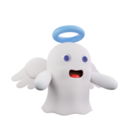 3d Ghost with Halo and Wings halloween png