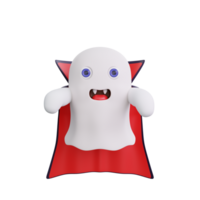 3D Ghost with vampire cape and scary pose halloween png