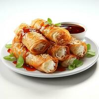 delicious spring rolls, AI Generated photo