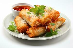 delicious spring rolls, AI Generated photo