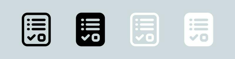 Survey icon set in black and white. Questionnaire signs vector illustration.