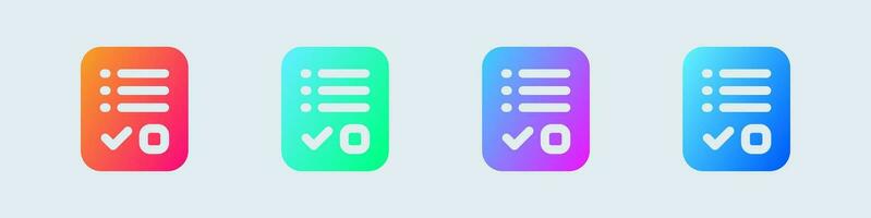Survey solid icon in gradient colors. Questionnaire signs vector illustration.