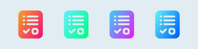 Survey solid icon in gradient colors. Questionnaire signs vector illustration.