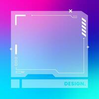 Futuristic square gradient background. Social media frame vector illustration.