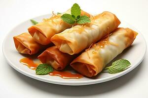 delicious spring rolls, AI Generated photo