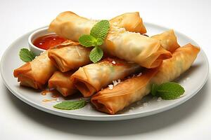 delicious spring rolls, AI Generated photo