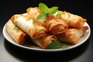 delicious spring rolls, AI Generated photo