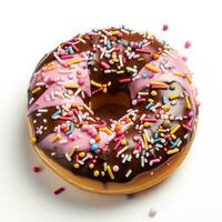 donut on white background, AI Generated photo