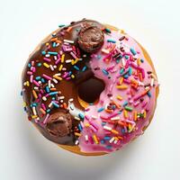 donut on white background, AI Generated photo