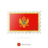 Postage stamp with the image of Montenegro flag. vector