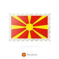 Postage stamp with the image of Macedonia flag. vector